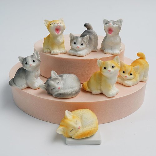Exasinine Miniature Cat Figurines - 18 Cute Kittens for Fairy Gardens & DIY Terrarium Decor