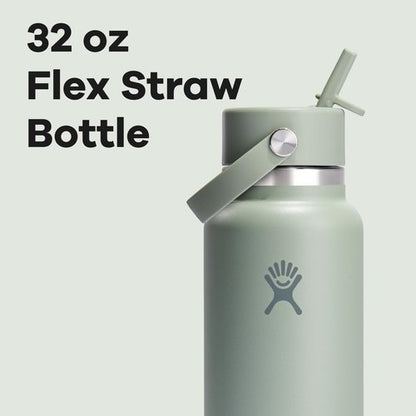 Hydro Flask Water Bottle - Insulated Stainless Steel with Wide Mouth Flex Straw Lid | 32 Oz Tonal Agave