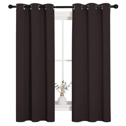 NICETOWN Blackout Curtain Panels for Bedroom Window, Triple Weave Microfiber Energy Saving Thermal Insulated Solid Grommet Blackout Draperies and Drapes (1 Pair, 34 inches by 63 Inch, Toffee Brown)
