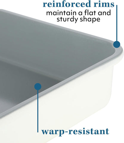 Sur La Table Nonstick Rectangular Cake Pan - 9 Inch, PFOA-Free, Linen White Finish