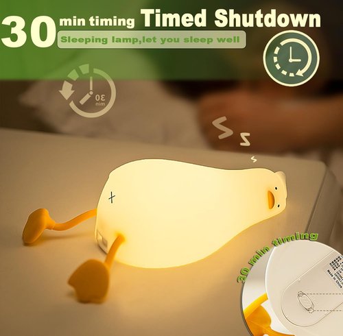DREAMING MY DREAM Cute Duck Night Light - Rechargeable LED Lamp for Kids | 3-Level Dimmable Touch Control
