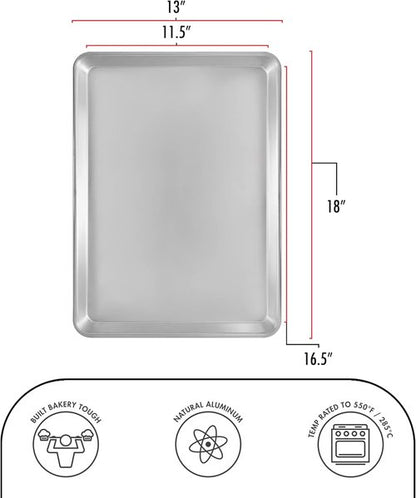Fat Daddio's Half Sheet Pan Set - Natural Aluminum, 2-Pack for Perfect Baking & Cooking