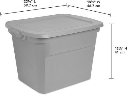Sterilite 18 Gal Storage Tote - Stackable Plastic Bin with Lid for Organizing Clothes | Gray Base & Lid, 8-Pack