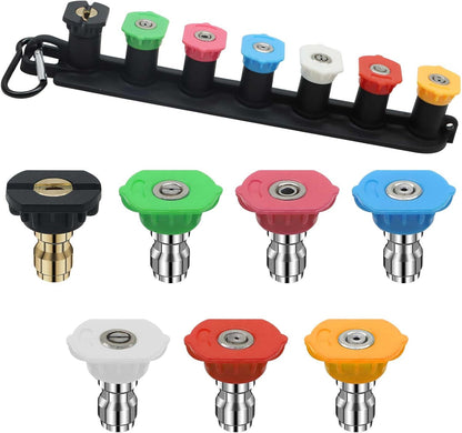 Pressure Washer Tips Universal Pressure Pressure Washer Nozzle Tips Holder Set of 7 Power Washer Nozzle Tips for Car Wash 1/4 Inch Quick Connect Pressure Washer Spray Nozzle