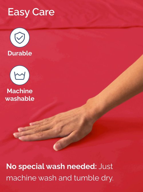 Extra Deep King Fitted Sheet - Hotel Luxury Single Fitted Sheet Only - Easily Fits 18 inch to 24 inch Mattress - Ultra Soft, Wrinkle Free with Extra Deep Pockets - Easy-Care, Breathable & Comfy - Red