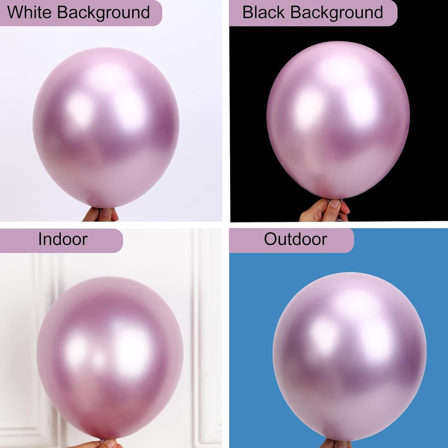 RUBFAC Metallic Pink Balloons - 129-Piece Latex Chrome Balloon Garland Kit for Parties & Events