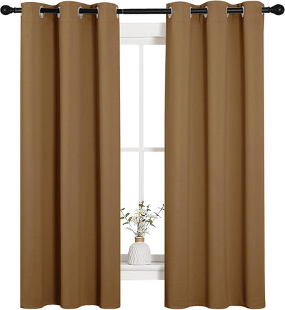 NICETOWN Blackout Curtains - Noise Reducing & Draft Blocking | 63-Inch Length, Gold Brown (2 Panels)