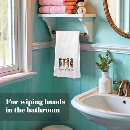 Christmas Boxer Dog Kitchen Towels - 24x16 in Flour Sack Hand Towels, Holiday Decor - Variation: Dog3