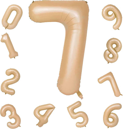 Regine Switzerland 40-Inch Number 7 Balloon - Giant Self-Inflating Apricot Foil for 7th Birthday & Baby Shower Decor
