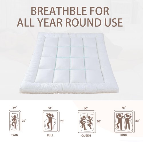 WhatsBedding 5 Inch Memory Foam Mattress Topper Queen for Back Pain Relief, Filled with Breathable Memory Foam, Soft Fluffy Supportive Bed Mattress Topper, 80x60x5 in