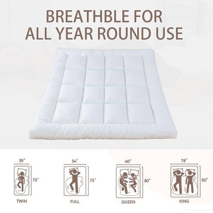 WhatsBedding 5 Inch Memory Foam Mattress Topper Queen for Back Pain Relief, Filled with Breathable Memory Foam, Soft Fluffy Supportive Bed Mattress Topper, 80x60x5 in
