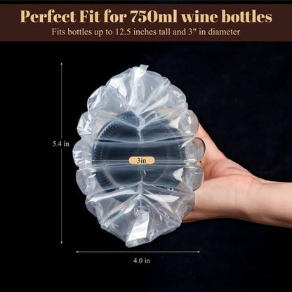20 PCS Wine Bottle Travel Protector Bags, Inflatable Air Column Packaging Bubble Bag with Free Inflator Pump, Reusable Bottle Protector Bag for travel, Safe Choice for Wine Transportation