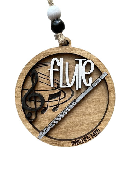 Wooden Flute Ornament for Christmas Tree - Marching Band Gift, Band Director Decor