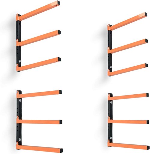 Homydom Garage Shelving | Heavy-Duty Wood Rack for Lumber Storage | 3-Level, 4-Pack, Indoor & Outdoor Use