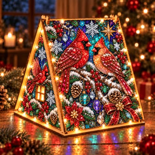 DIY Wooden Pearl Diamond Art Kit with Christmas Wreath Variation