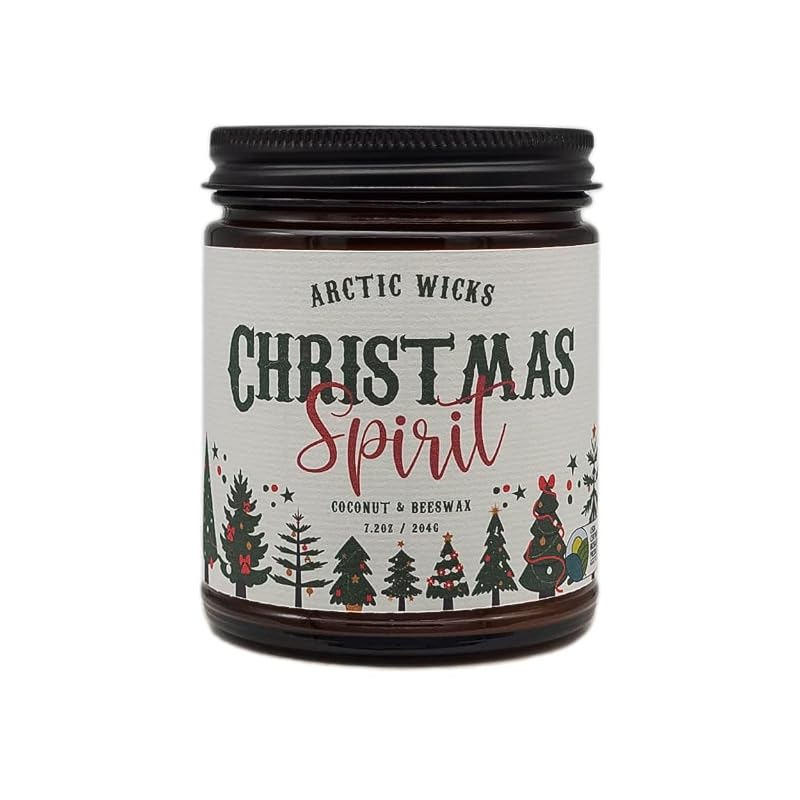 Coconut Beeswax Candle 9oz Amber, Non-Toxic Clean Burn – Scented Christmas Spirit
