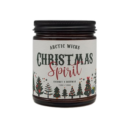 Coconut Beeswax Candle 9oz Amber, Non-Toxic Clean Burn – Scented Christmas Spirit