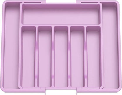 Lifewit Expandable Silverware Drawer Organizer - BPA-Free Utensil Tray for Kitchen | Adjustable 13-22 x 15" - Purple