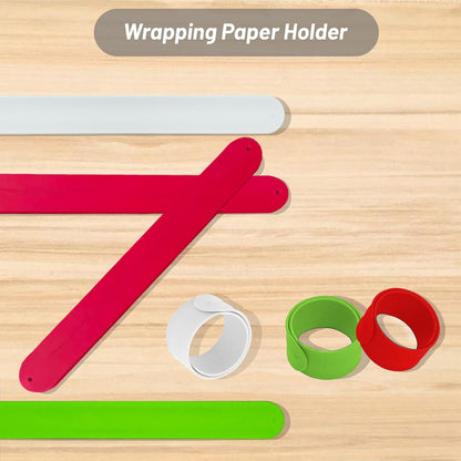 REDANHA Wrapping Paper Holder - 12 Silicone Covered Metal Strips for Gift Storage | Red, White, Green