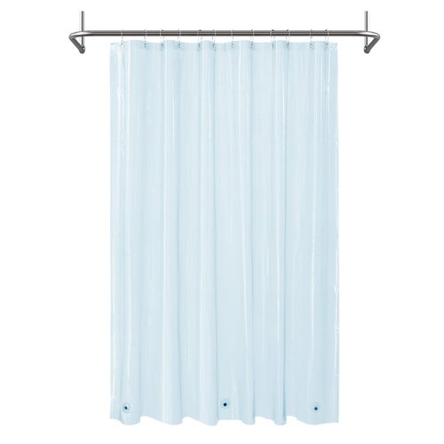 Mrs Awesome Clear Blue Shower Curtain Liner with 3 Magnets, 72x72 Premium Flexible Sturdy Plastic Shower Curtain for Bathroom Lightweight & Waterproof, Clear Blue