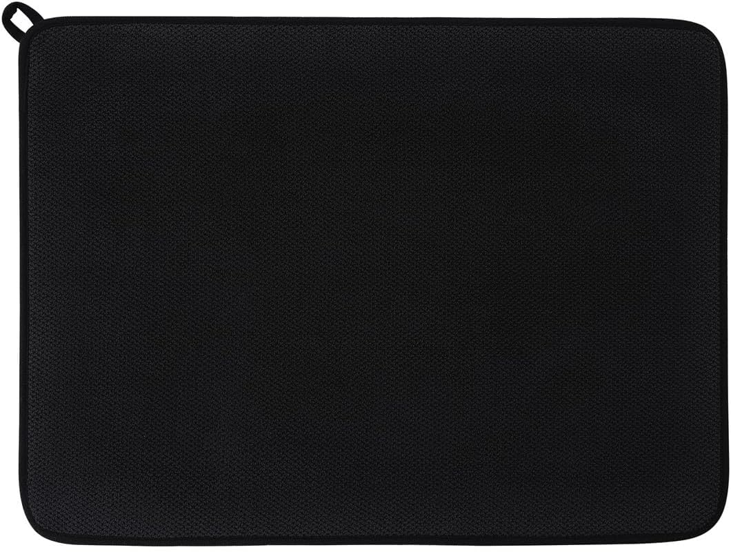 Microfiber Dish Drying Mat by Skiennix - Ultra-Absorbent Kitchen Counter Pad, Large Black 15"x20" (50x38cm)