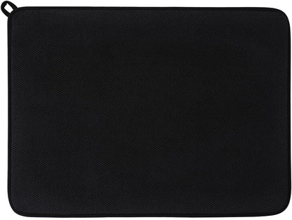 Microfiber Dish Drying Mat by Skiennix - Ultra-Absorbent Kitchen Counter Pad, Large Black 15"x20" (50x38cm)
