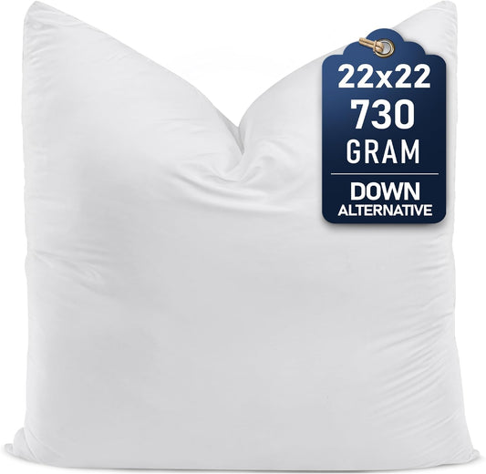Utopia Bedding Throw Pillow - Fluffy Down Alternative Cushion for Bed & Sofa | 22 x 22 Inches, White
