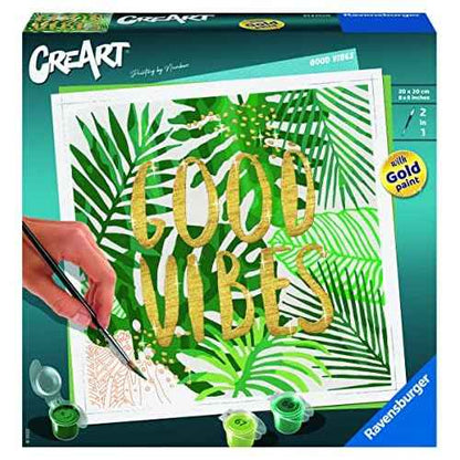 Ravensburger CreArt Good Vibes Paint by Numbers Kit for Adults - Painting Arts and Crafts for Ages 12 and Up
