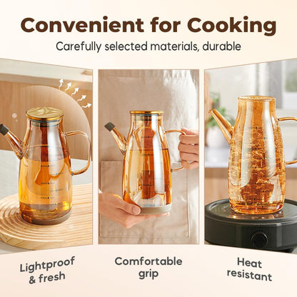 PUSKIU Oil Dispenser Bottle with Drip Free Spout, 2 in 1 Oil Dispenser and Sprayer for Kitchen, Olive Oil Dispenser Bottle Oil Dispensing Bottles for Cooking Glass Oil Spray Bottle (Clear 550ML)