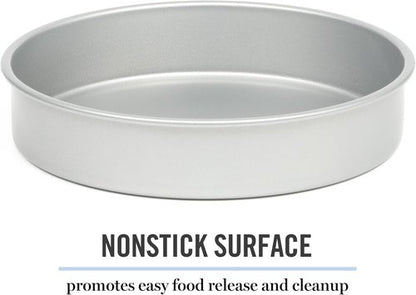 Martha Stewart Gallen 8-Inch Round Nonstick Carbon Steel Cake Pan - Durable Bakeware for Cakes & Pies