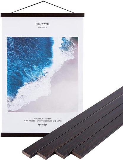 Benjia Magnetic Wooden Poster Frame - Light Wood Hanger for Photos & Art Prints | 25" Walnut Finish
