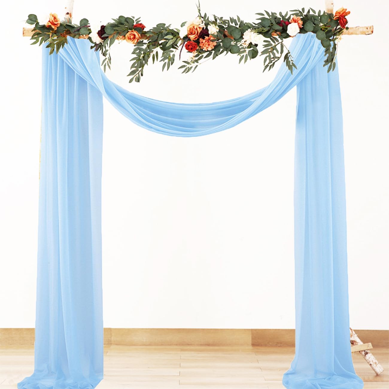 Skiennix Chiffon Wedding Arch Draping Fabric - Baby Blue Sheer 29 in x 20 ft for Bridal Events | Elegant Backdrop Decor