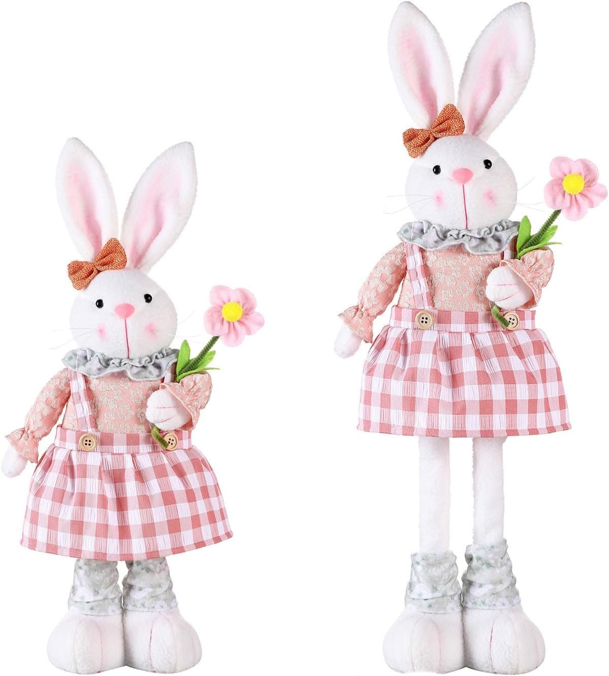 Stretch Legs Easter Bunny Decoration - Charming Pink Figurine for Spring Home & Office Decor