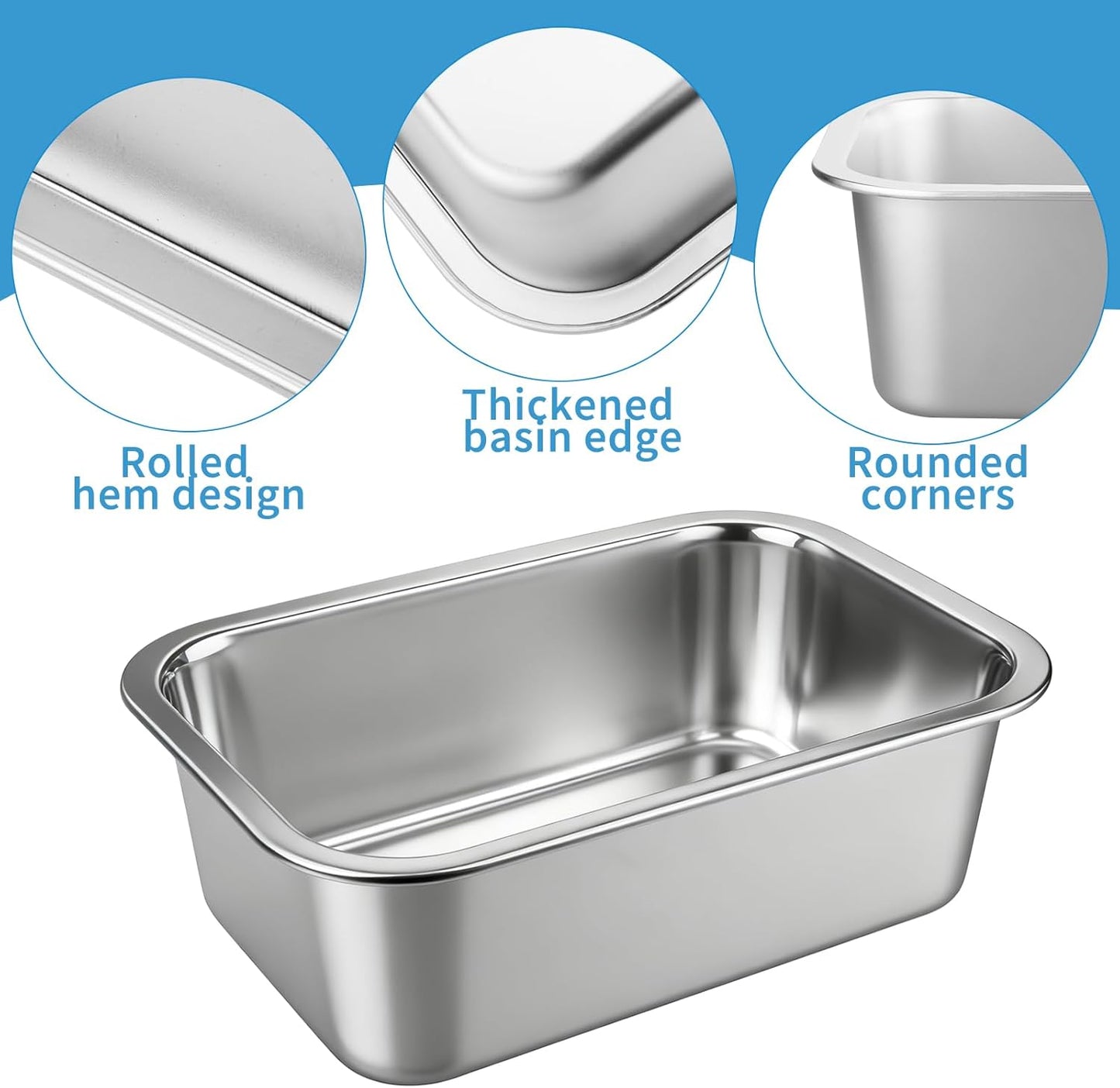 Skiennix 4-Inch Extra Deep Lasagna Baking Pan - 304 Stainless Steel with Lid, 8.5x12.4 Inch, Silver