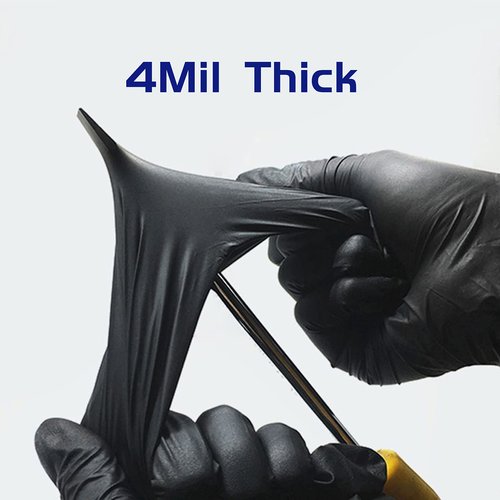 Wostar Black Medium Nitrile Gloves Box of 200 4mil Powder Latex Free Non Sterile Nitrile Exam Gloves