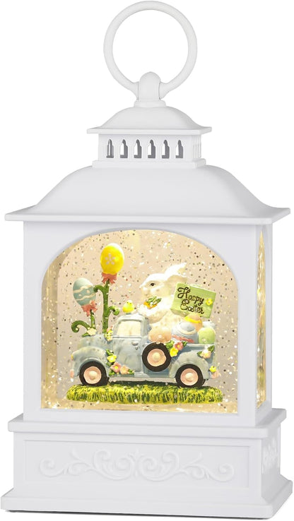 Regine Switzerland Easter Snow Globe - Glitter Bunny Spring Decor | 6-Hour Timer, 6-Inch Size