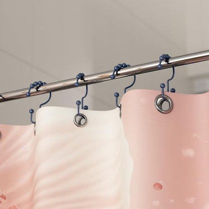 Titanker Shower Curtain Hooks Rings, Rust-Resistant Metal Double Glide Shower Hooks for Bathroom Shower Rods Curtains, Set of 12 Hooks - Navy Blue