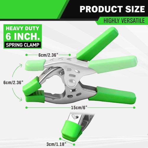 Heavy Duty Spring Clamps - 27-Piece Set | 6-Inch Large Clamps for Woodworking & Photography