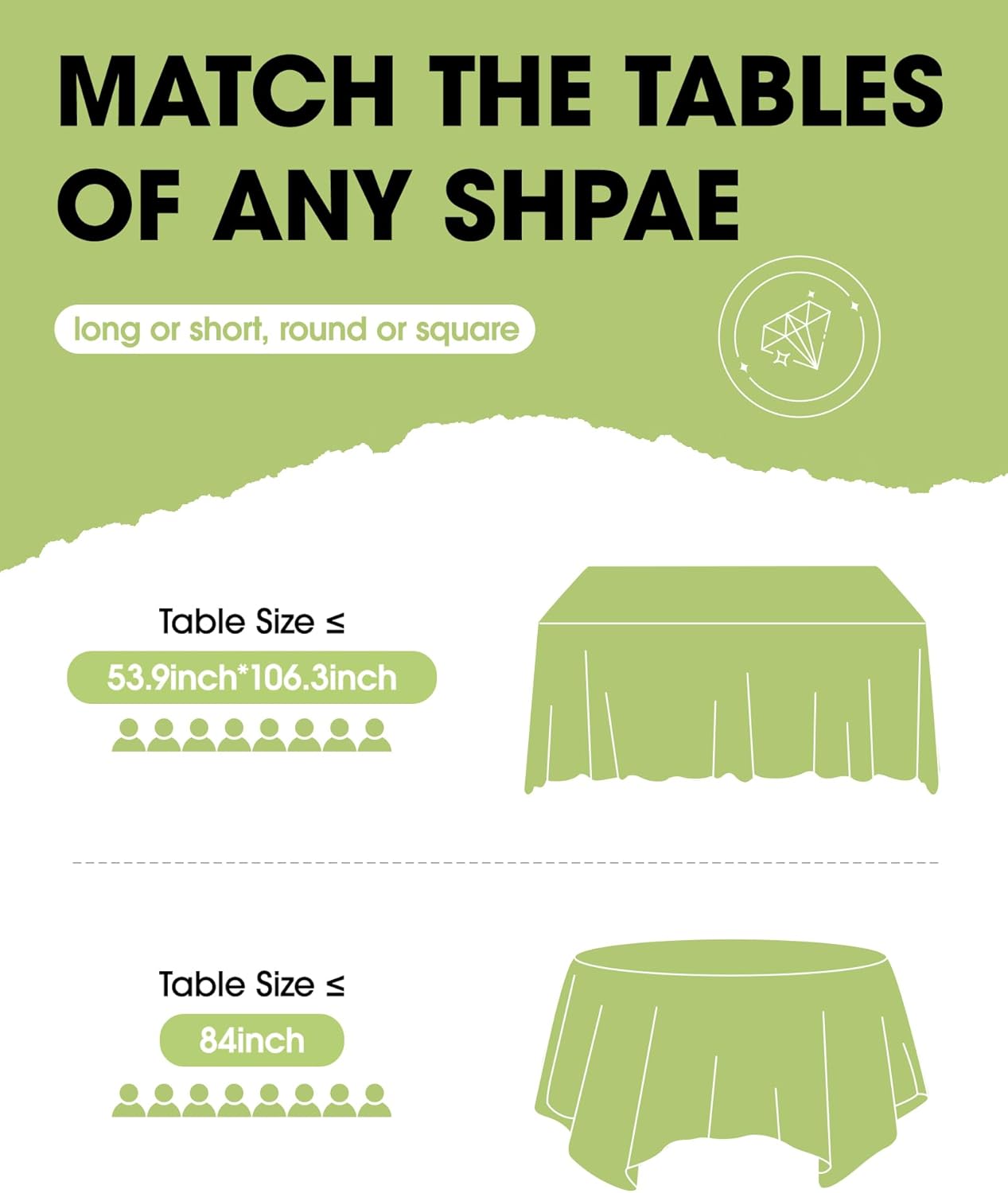 Pureegg Disposable Table Set - 10 Pack of 54''x108'' Tablecloths & 14''x108'' Runners, Leakproof & Stain-Resistant for Events