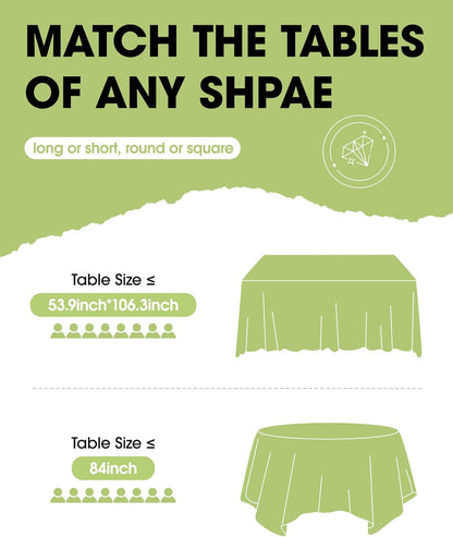 Pureegg Disposable Table Set - 10 Pack of 54''x108'' Tablecloths & 14''x108'' Runners, Leakproof & Stain-Resistant for Events