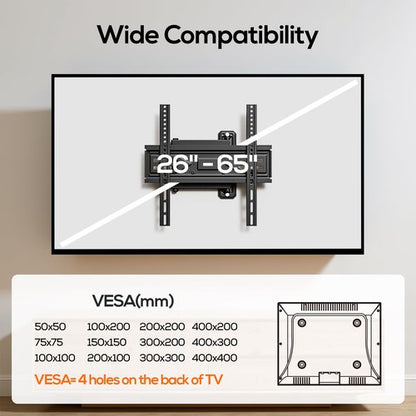 IWORKBOARD 40 43 50 55 inch Full Motion Corner TV Wall Mount for Most 32-65 inch Flat & Curved TVs, Articulating Swivel & Tilt TV Mount Bracket, up to 80 lbs,VESA 400x400mm, Single Stud Perfect Center