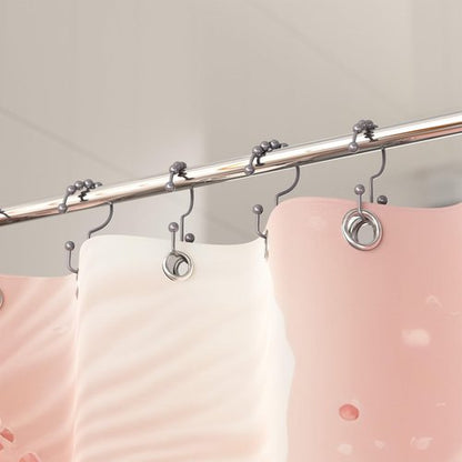 Titanker Shower Curtain Hooks Rings, Rust-Resistant Metal Double Glide Shower Hooks for Bathroom Shower Rods Curtains, Set of 12 Hooks - Neutral Gray