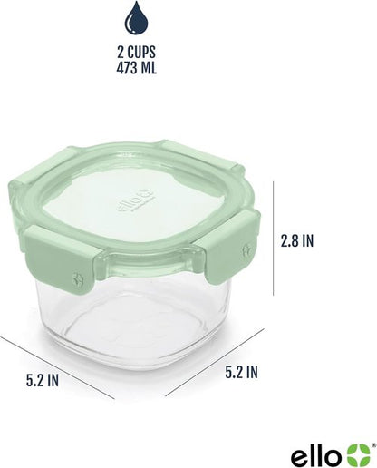 Ello Color Lock Glass Meal Prep Set - 6 Leak-Proof Containers with BPA-Free Lids | Dishwasher & Microwave Safe
