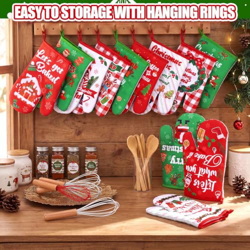 Christmas Oven Mitt Set - Classic Holiday Baking Gift Pack with 12 Styles