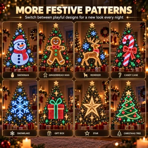 Smart Animated Christmas Tree Lights - DIY Pixel Light Show 6.9ft/2.1m (400 Lights) - App & Remote Control