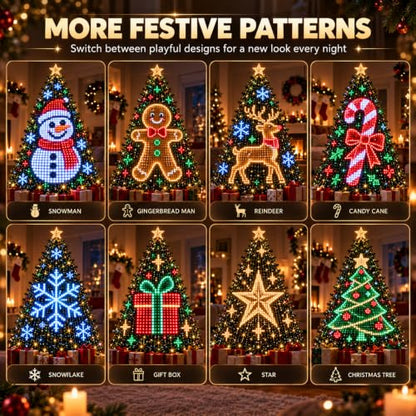 Smart Animated Christmas Tree Lights - DIY Pixel Light Show 6.9ft/2.1m (400 Lights) - App & Remote Control