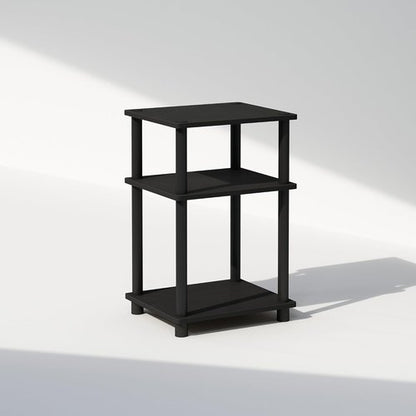 Furinno 3-Tier Open Storage Nightstand - Durable Plastic Poles | Americano/Black Finish