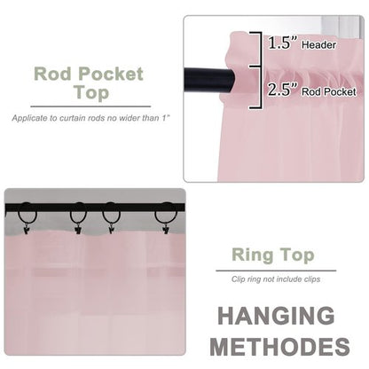 OWENIE Sheer Blush Curtains, Sheer Curtains 63 inch Length 2 Panels Set, Rod Pocket Voile Fimly Sheer Drapes for Living Room Bedroom, 2pcs, Blush, Each 59" W x 63" L