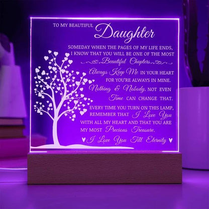 Daughter Keepsake Gift - Lamp of Love, Square Acrylic Plaque Gift for Daughter, Meaningful Message on Display, Unique Birthday Gift for Daughter, Best Gift Idea for Christmas, Gift to Daughter from