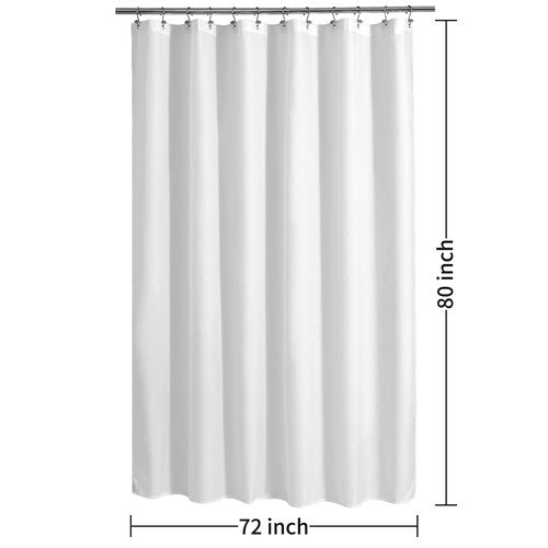 ALYVIA SPRING Long Fabric Shower Curtain Liner Waterproof - 72" x 80", Soft & Lightweight Long Shower Curtain with Magnets, Machine Washable - 72x80, White
